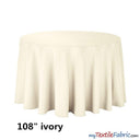 108 Inch Round Polyester Seamless Tablecloth Fabric - Solid Color, 108" Diameter (By Piece)
