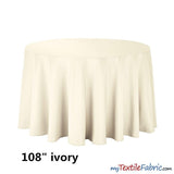 108 Inch Round Polyester Seamless Tablecloth Fabric - Solid Color, 108" Diameter (By Piece)