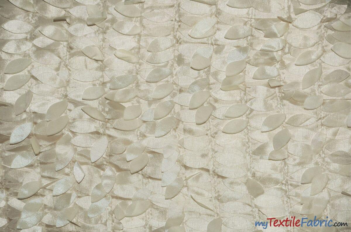 Leaf Taffeta Polyester Fabric - Leaf Applique, Solid, 57" Width (1 Yard)