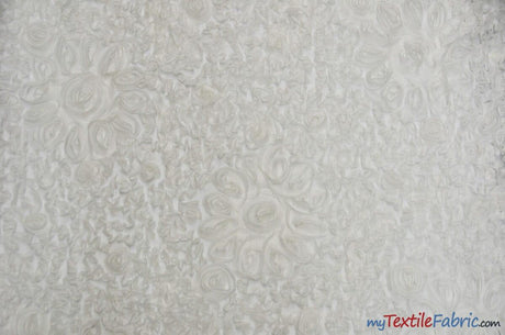Wedding Bliss 100 Percent Polyester Chiffon Fabric - 3D Floral Embroidery, Semi Sheer, 52" Width, 4 Colors (1 Yard)