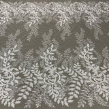 1 Yard Glamorous Beaded and Sequined Lace Fabric Embroidered on 100% Polyester Net Mesh White