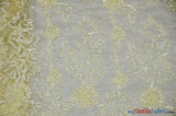 Luxury Organza Embroidery Polyester Fabric - Sheer Ribbon Embroidery, 54" Width, Multiple Colors (1 Yard)