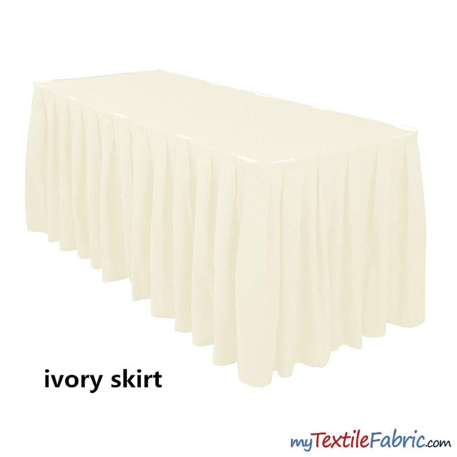 Polyester Table Skirt Fabric - Shirred Skirting, 29" Height, 13.5 Ft Length, Black, White, Ivory (By Piece)