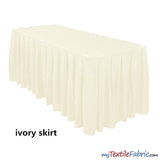 Polyester Table Skirt Fabric - Shirred Skirting, 29" Height, 13.5 Ft Length, Black, White, Ivory (By Piece)