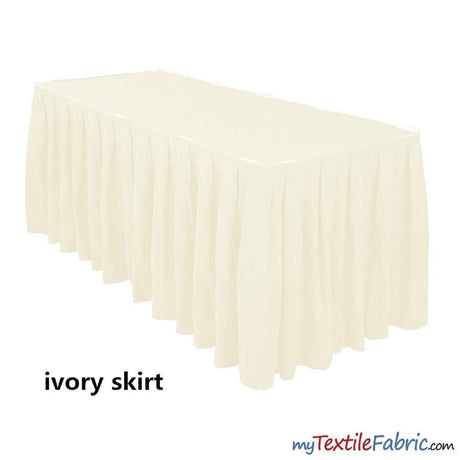 Polyester Table Skirt Fabric - Shirred Skirting, 29" Height, 13.5 Ft Length, Black, White, Ivory (By Piece)