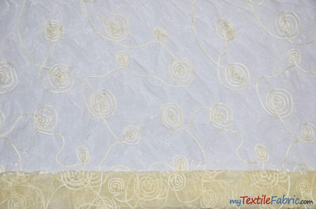 Donatello Organza Embroidery Fabric - Embroidered Floral Sheer, 54" Width, Multiple Colors (1 Yard)