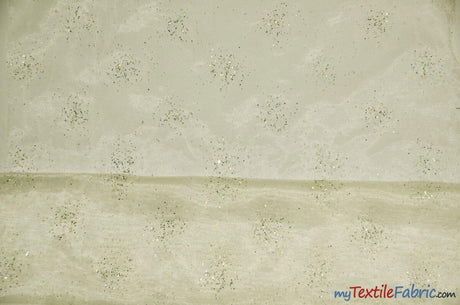 Sparkle Organza Polyester Fabric - Glitter Beads, Sheer, 58" Width (1 Yard)