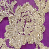 Beaded Corded Floral Lace Applique 20" x 5.5"