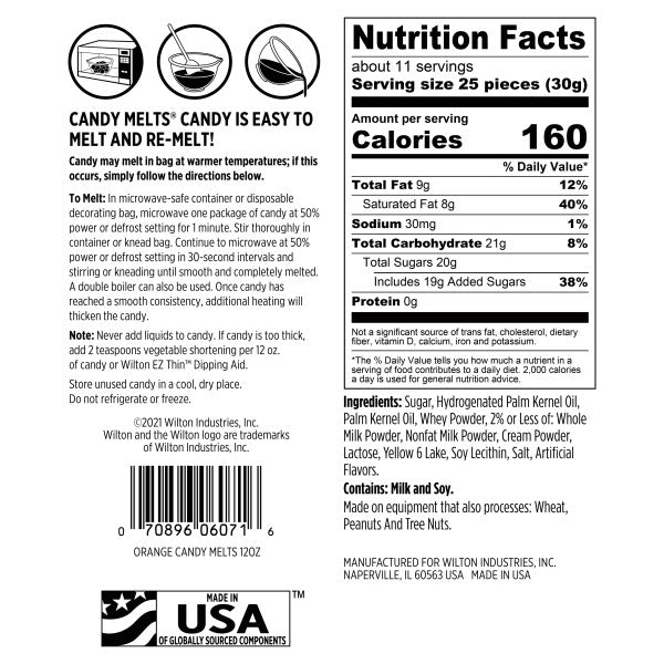 Wilton Candy Melts Orange Candy, 12 oz.