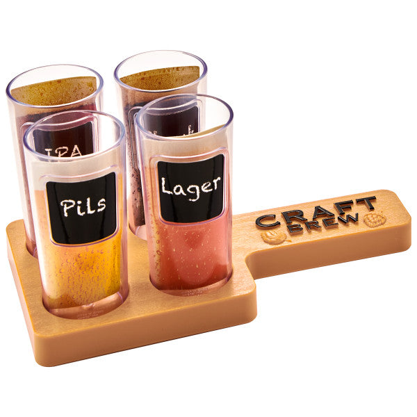 Craft Brew Flight with paddle Bourbon Beer Tap shot glasses Set Cake Kit