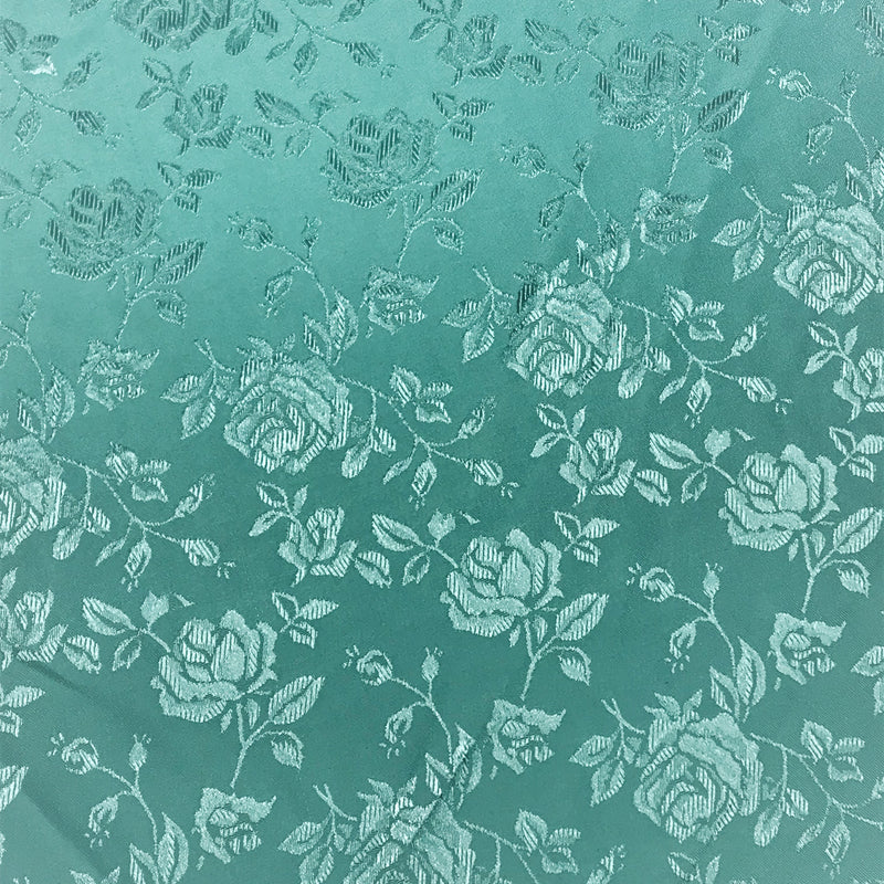 Aqua Jacquard Satin Fabric - Aqua, Reversible, 58"-60" Width (1 Yard)