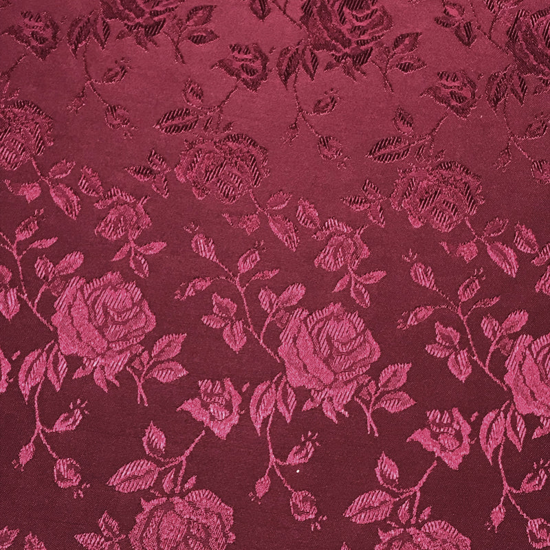 Burgundy Jacquard Satin Fabric - Burgundy Reversible, 58"-60" Width (1 Yard)