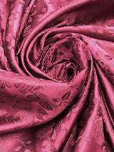 Burgundy Jacquard Satin Fabric - Burgundy Reversible, 58"-60" Width (1 Yard)