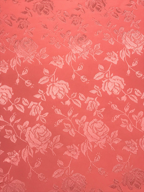 Coral Jacquard Satin Fabric - Coral, Reversible, 58"-60" Width (1 Yard)