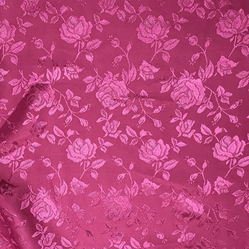Fuchsia Jacquard Satin Fabric - Fuchsia, Reversible, 58"-60" Width (1 Yard)