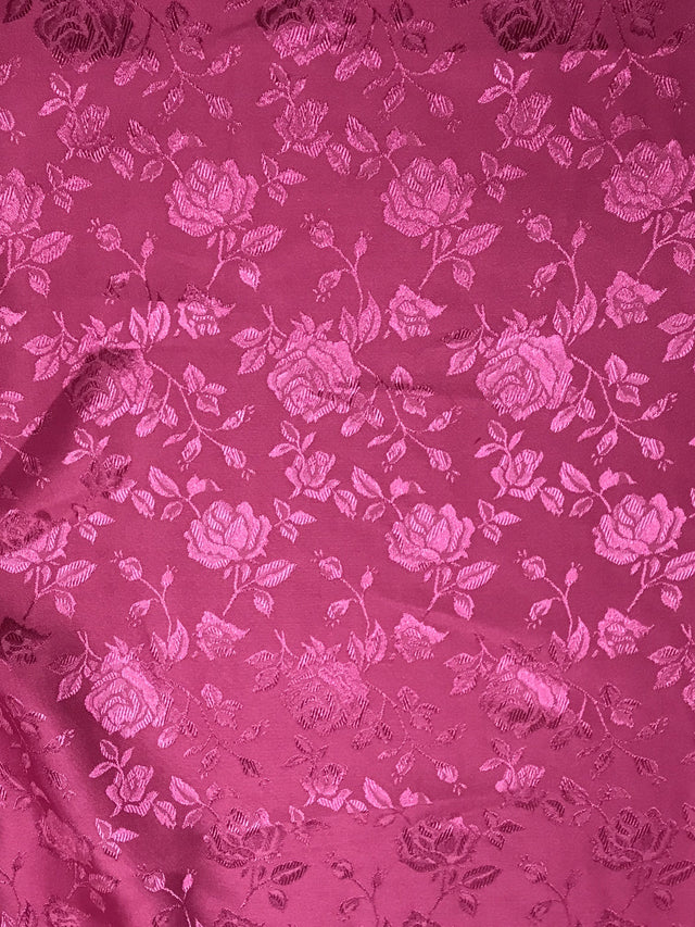 Fuchsia Jacquard Satin Fabric - Fuchsia, Reversible, 58"-60" Width (1 Yard)