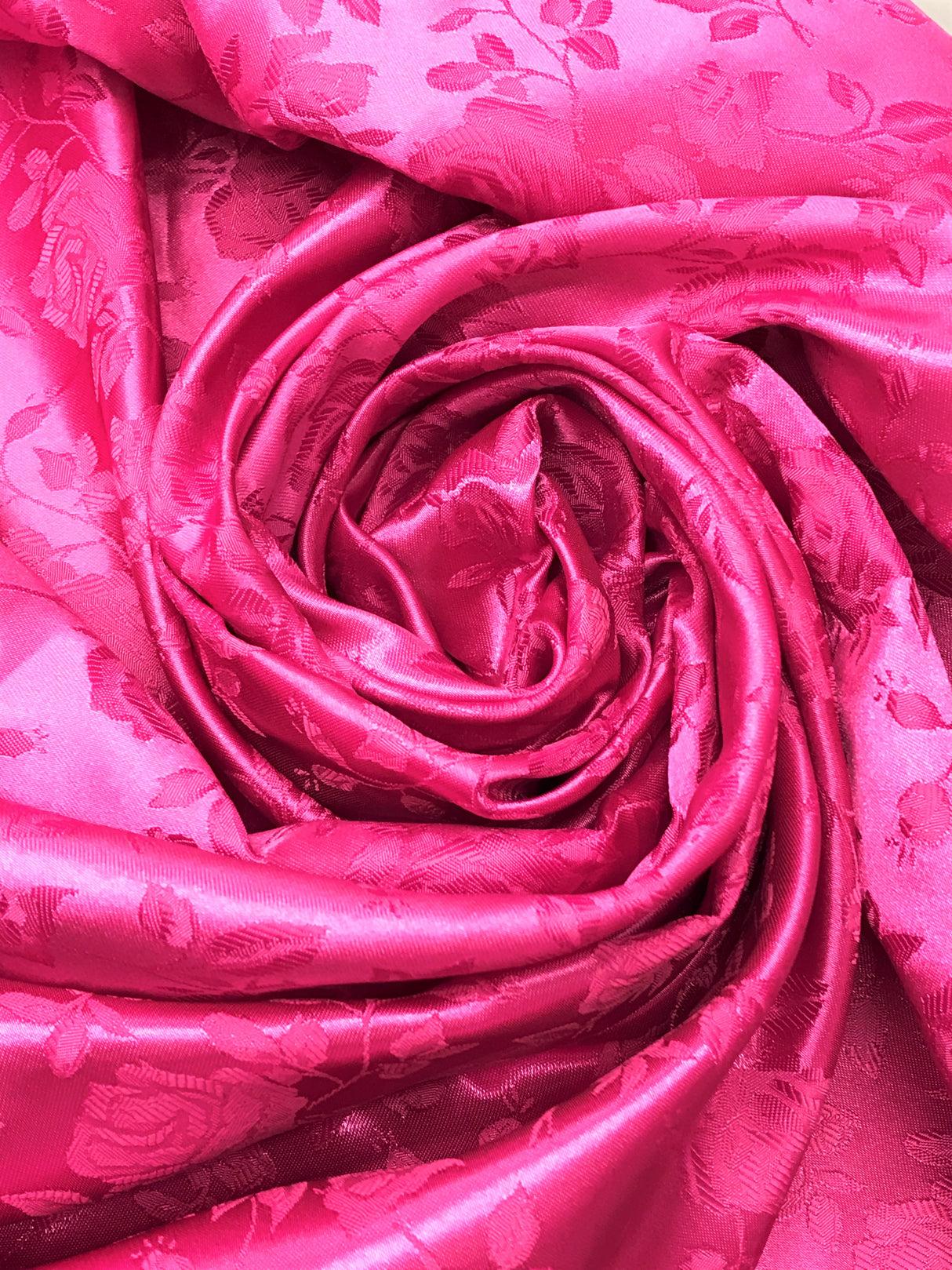 Fuchsia Jacquard Satin Fabric - Fuchsia, Reversible, 58"-60" Width (1 Yard)