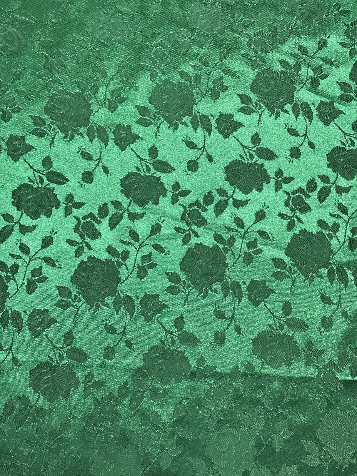 Hunter Green Jacquard Satin Fabric - Hunter Green, Reversible, 58"-60" Width (1 Yard)