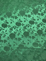 Hunter Green Jacquard Satin Fabric - Hunter Green, Reversible, 58"-60" Width (1 Yard)