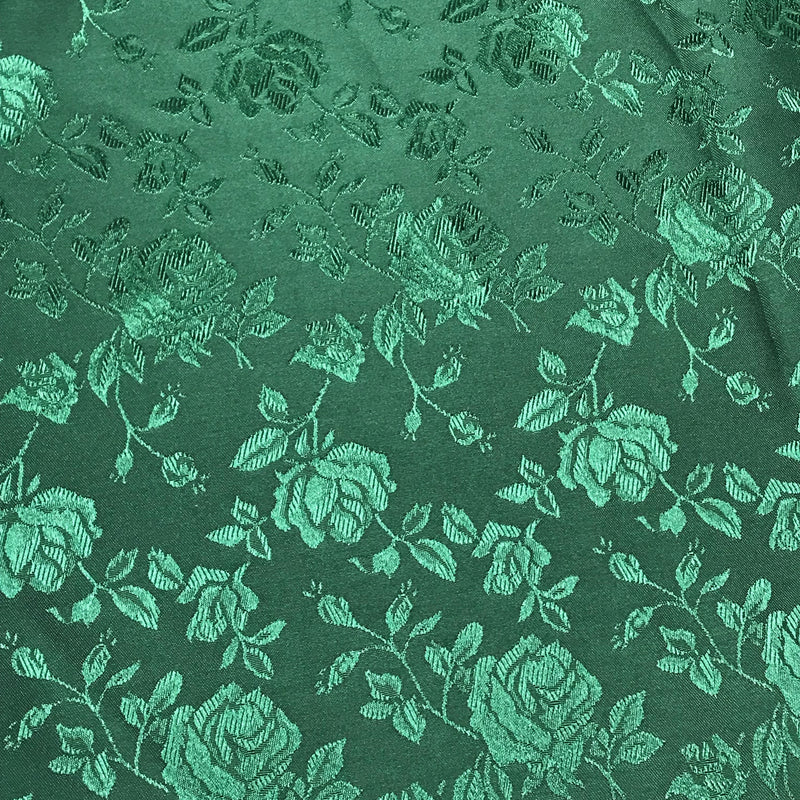 Hunter Green Jacquard Satin Fabric - Hunter Green, Reversible, 58"-60" Width (1 Yard)