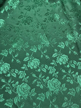 Hunter Green Jacquard Satin Fabric - Hunter Green, Reversible, 58"-60" Width (1 Yard)