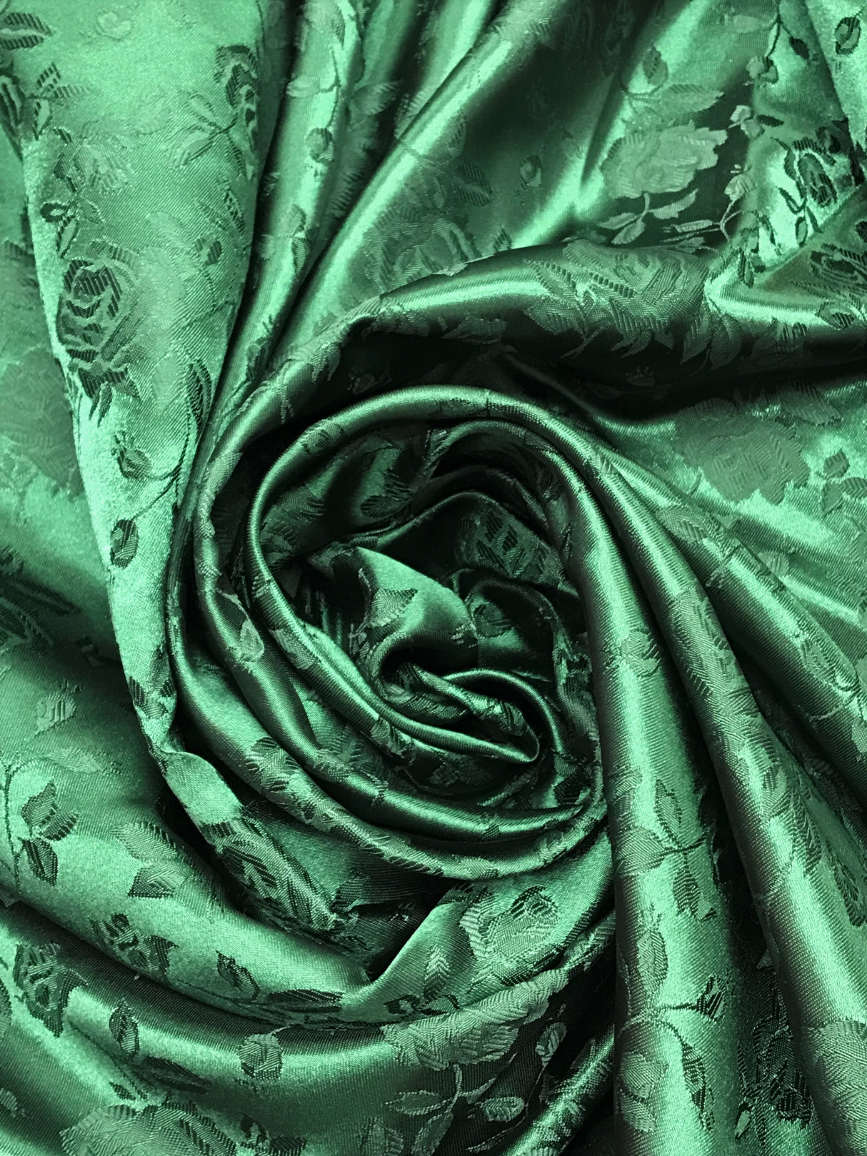 Hunter Green Jacquard Satin Fabric - Hunter Green, Reversible, 58"-60" Width (1 Yard)