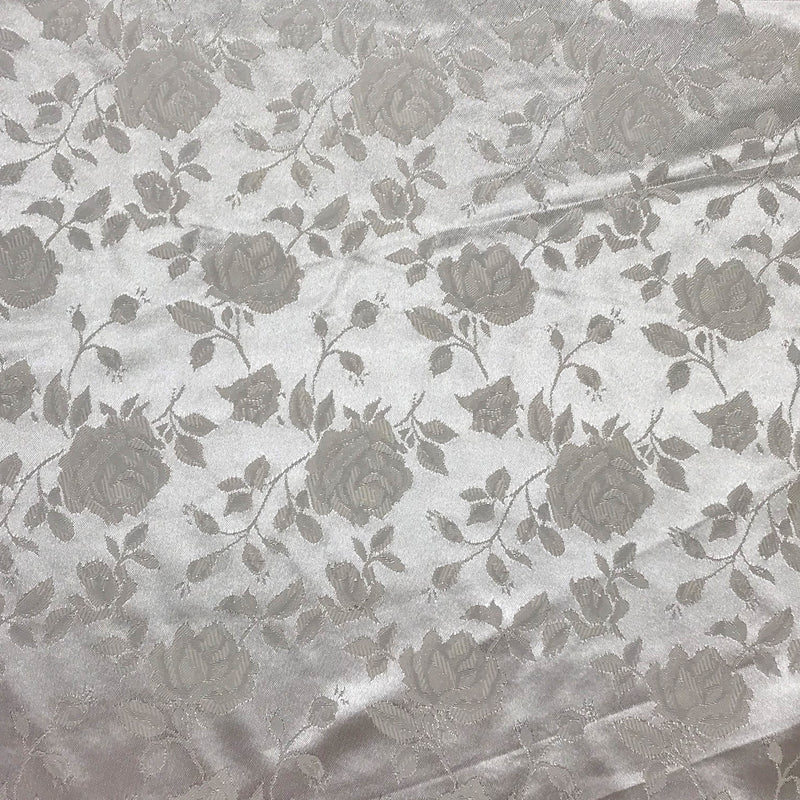 Ivory Jacquard Satin Fabric - Ivory, Reversible, 58"-60" Width (1 Yard)