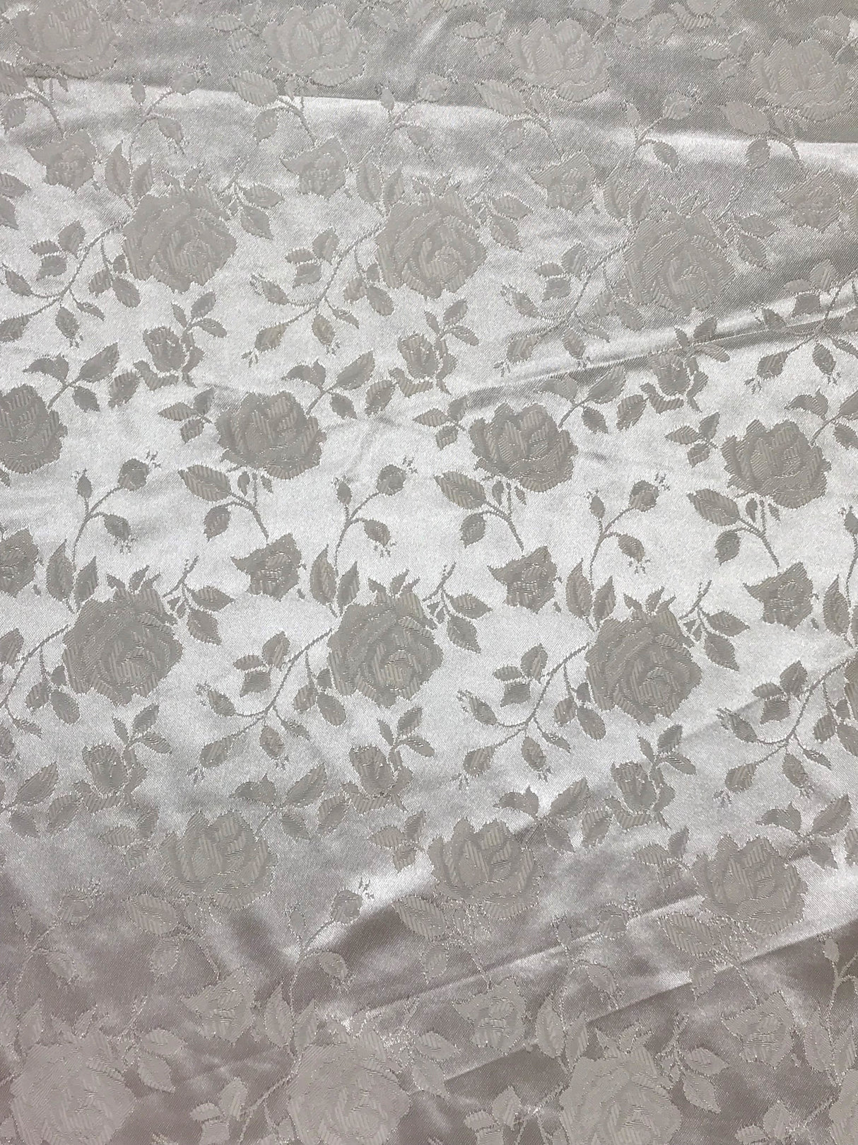 Ivory Jacquard Satin Fabric - Ivory, Reversible, 58"-60" Width (1 Yard)