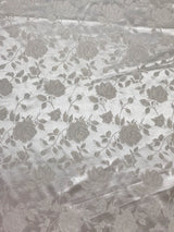 Ivory Jacquard Satin Fabric - Ivory, Reversible, 58"-60" Width (1 Yard)