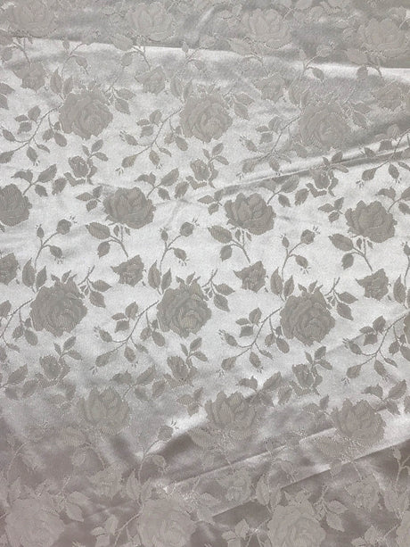 Ivory Jacquard Satin Fabric - Ivory, Reversible, 58"-60" Width (1 Yard)