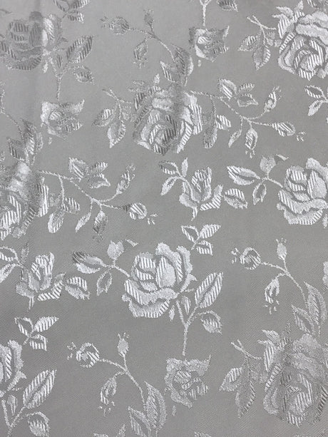 Ivory Jacquard Satin Fabric - Ivory, Reversible, 58"-60" Width (1 Yard)