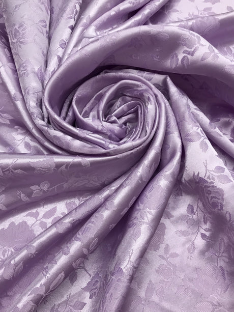 Lavender Jacquard Satin Fabric - Lavender, Reversible, 58"-60" Width (1 Yard)