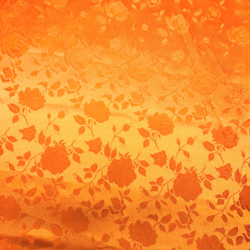 Orange Jacquard Satin Fabric - Orange, Reversible, 58"-60" Width (1 Yard)