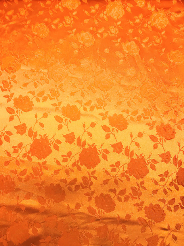 Orange Jacquard Satin Fabric - Orange, Reversible, 58"-60" Width (1 Yard)