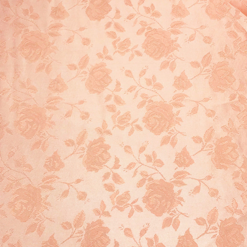 Peach Jacquard Satin Polyester Fabric - Peach, Reversible, 58"-60" Width (1 Yard)