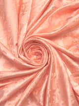 Peach Jacquard Satin Polyester Fabric - Peach, Reversible, 58"-60" Width (1 Yard)