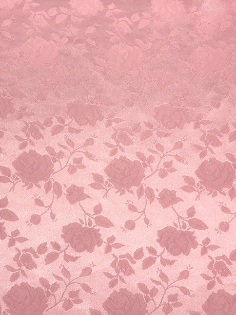 Pink Jacquard Satin Fabric - Pink, Reversible, 58"-60" Width (1 Yard)
