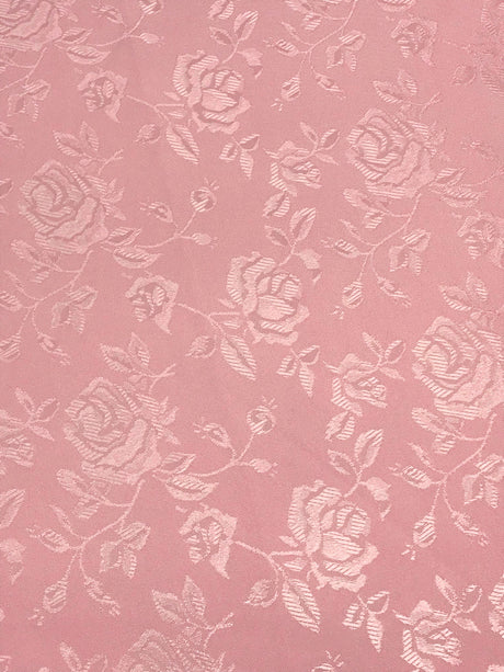 Pink Jacquard Satin Fabric - Pink, Reversible, 58"-60" Width (1 Yard)