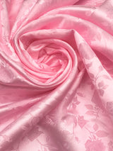 Pink Jacquard Satin Fabric - Pink, Reversible, 58"-60" Width (1 Yard)