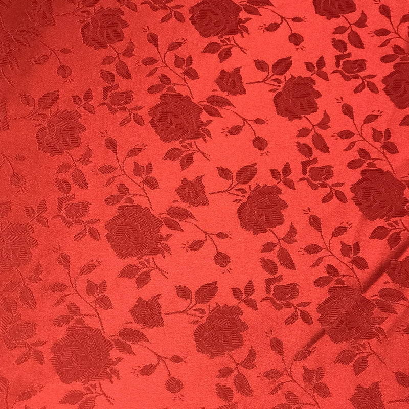 Red Jacquard Satin Fabric - Red Jacquard, 58"-60" Width