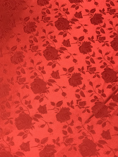 Red Jacquard Satin Fabric - Red Jacquard, 58"-60" Width