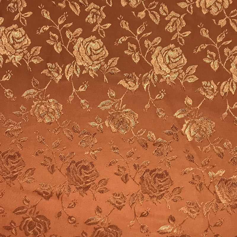 Rust Jacquard Satin Fabric - Rust, Reversible, 58"-60" Width (1 Yard)