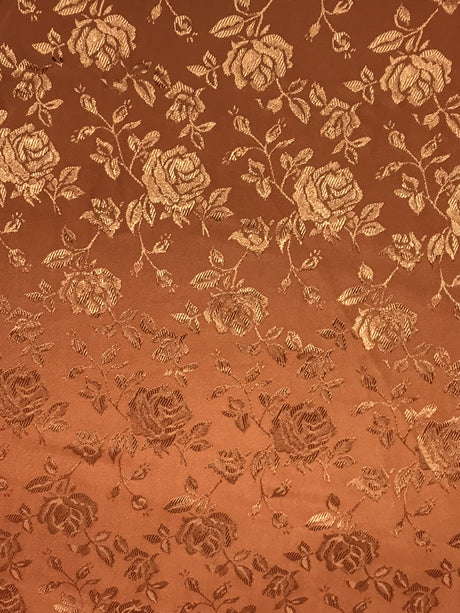 Rust Jacquard Satin Fabric - Rust, Reversible, 58"-60" Width (1 Yard)
