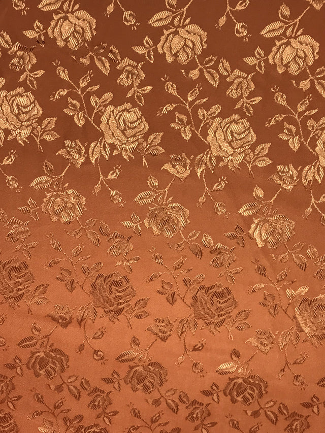Rust Jacquard Satin Fabric - Rust, Reversible, 58"-60" Width (1 Yard)