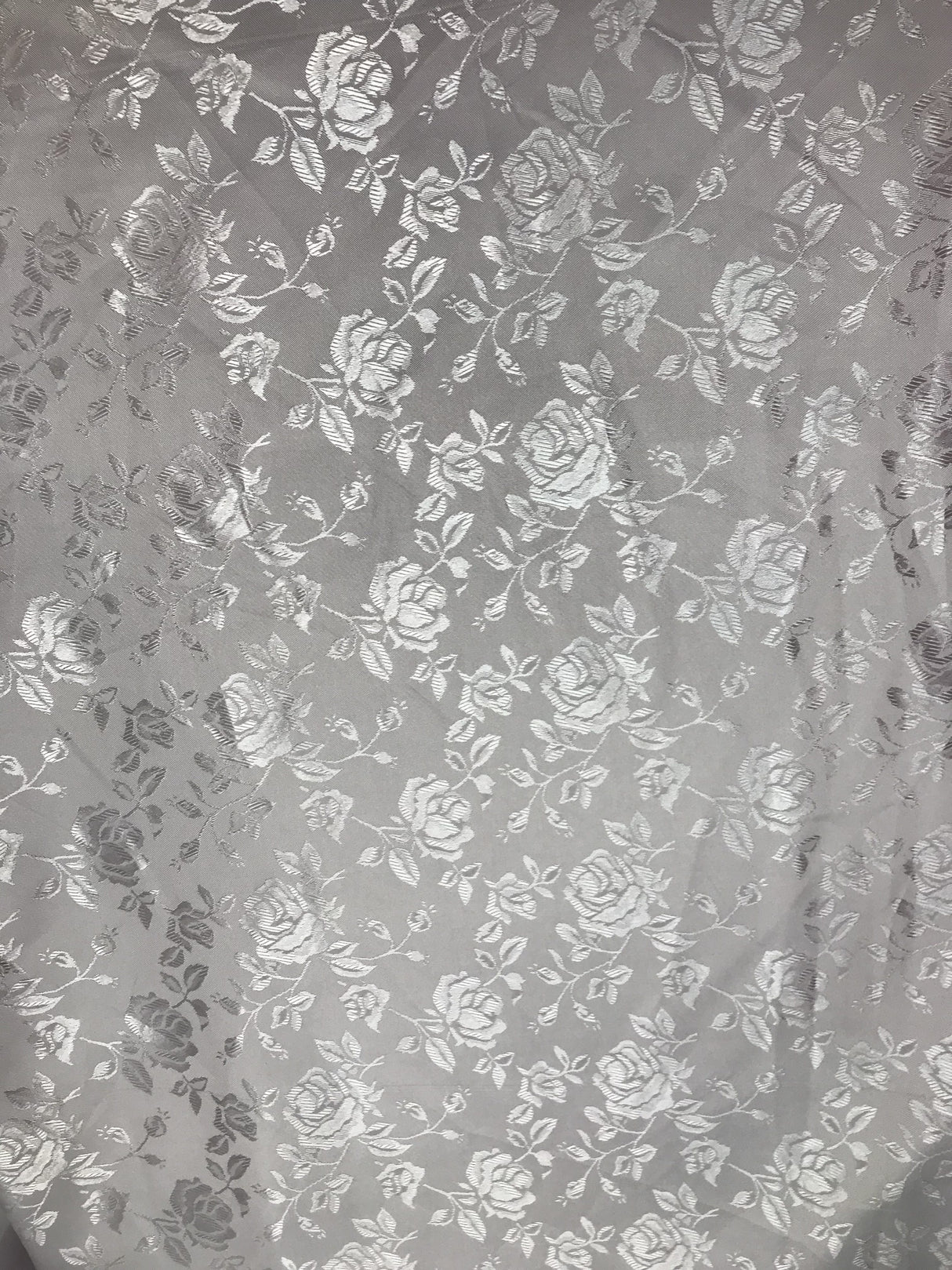 Silver Jacquard Satin Fabric - Silver, Reversible, 58"-60" Width (1 Yard)