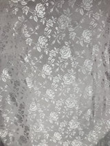 Silver Jacquard Satin Fabric - Silver, Reversible, 58"-60" Width (1 Yard)