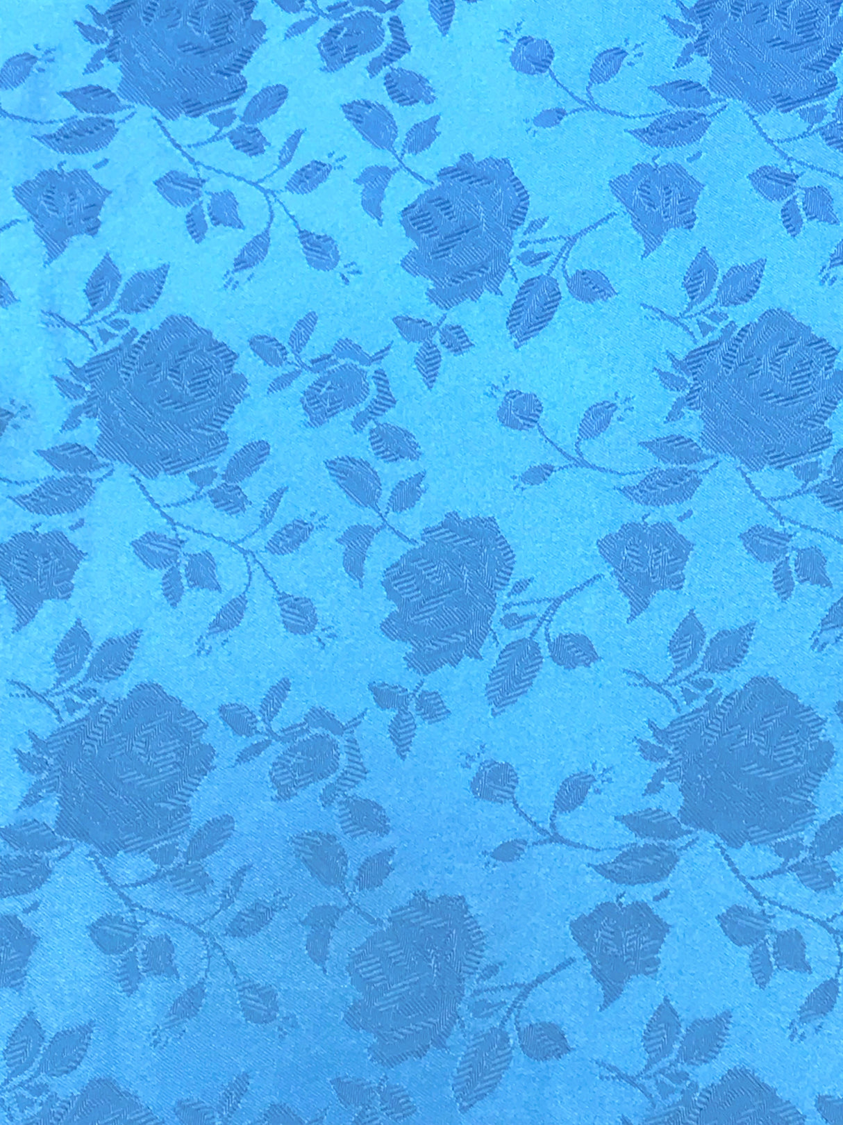 Turquoise Jacquard Satin Fabric - Turquoise, Reversible, 58"-60" Width