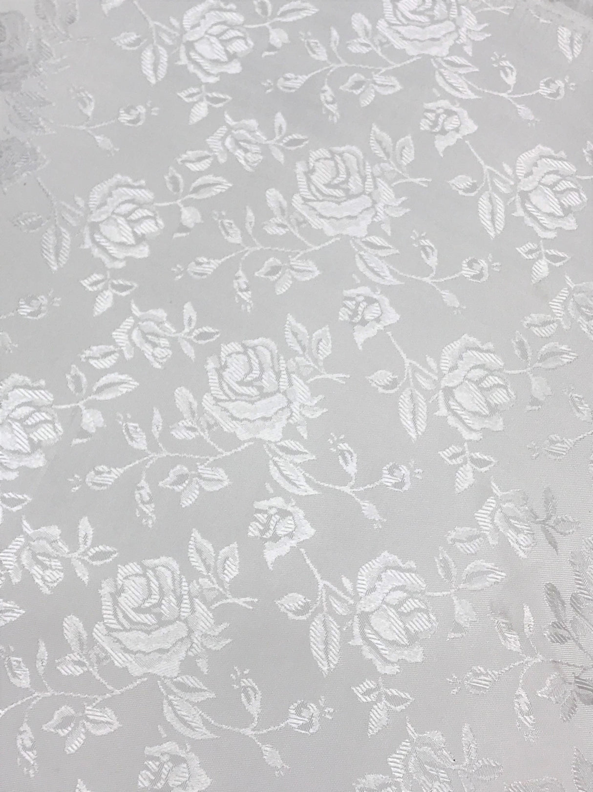 White Jacquard Satin Fabric - White, Reversible, 58"-60" Width (1 Yard)