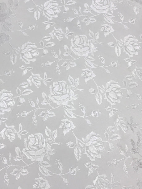 White Jacquard Satin Fabric - White, Reversible, 58"-60" Width (1 Yard)