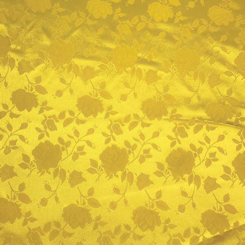 Yellow Jacquard Satin Fabric - Yellow, Reversible, 58"-60" Width (1 Yard)